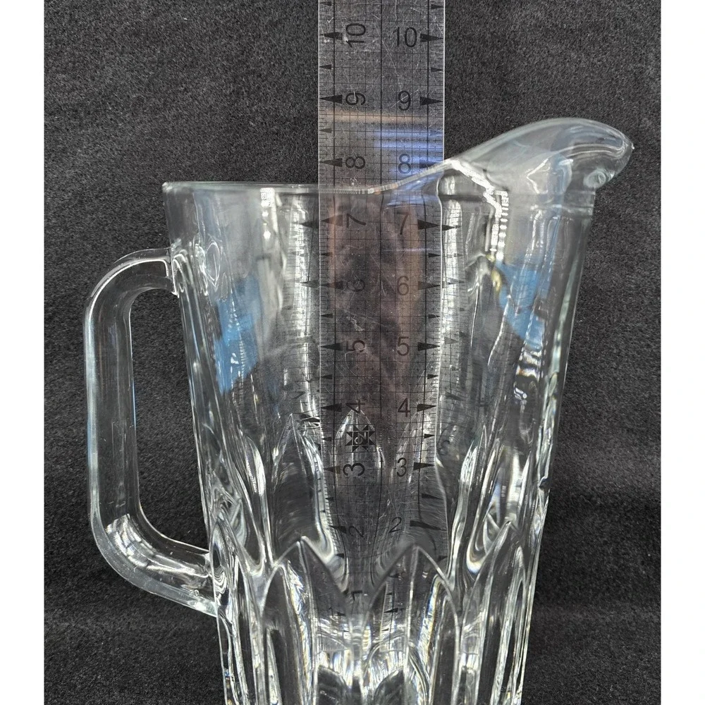 Vintage Italy Fluted Crystal Glass‎ Pitcher Heavy Juice Beverage Water Lipped 9